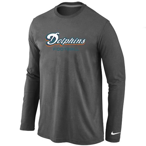 Nike Miami Dolphins Authentic Font Long Sleeve NFL T-Shirt - Dark Grey